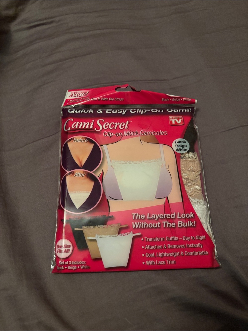 Cami Secret Clip-On Mock Camisoles - Beige, Black & White